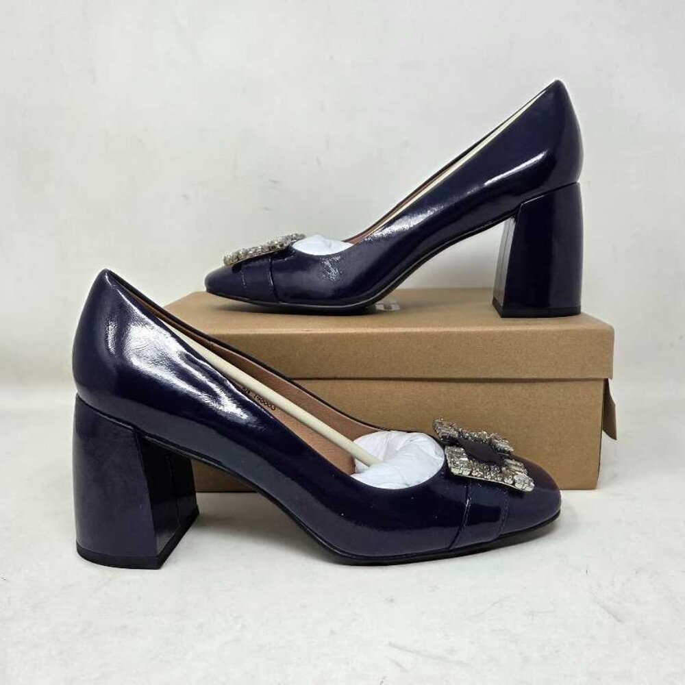New EU 40 (US 9.5-10) Bibi Lou x Anthropologie Adella block heels navy purple